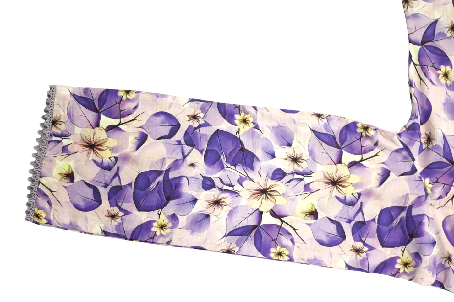 Lavender Printed Linen 2-Piece Banadora Suit with Lace & Button Detailing