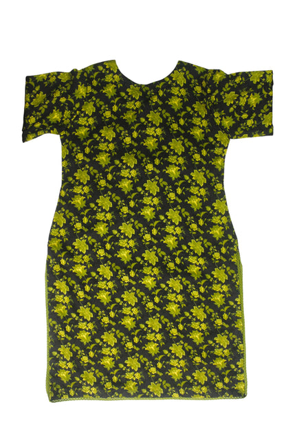 Elegant 3-Piece Printed Linen Banadora Suit with Lace Detailing – Black & Olive Green