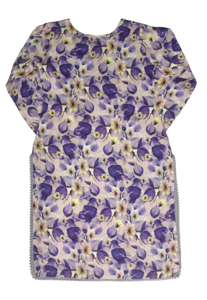 Lavender Printed Linen 2-Piece Banadora Suit with Lace & Button Detailing
