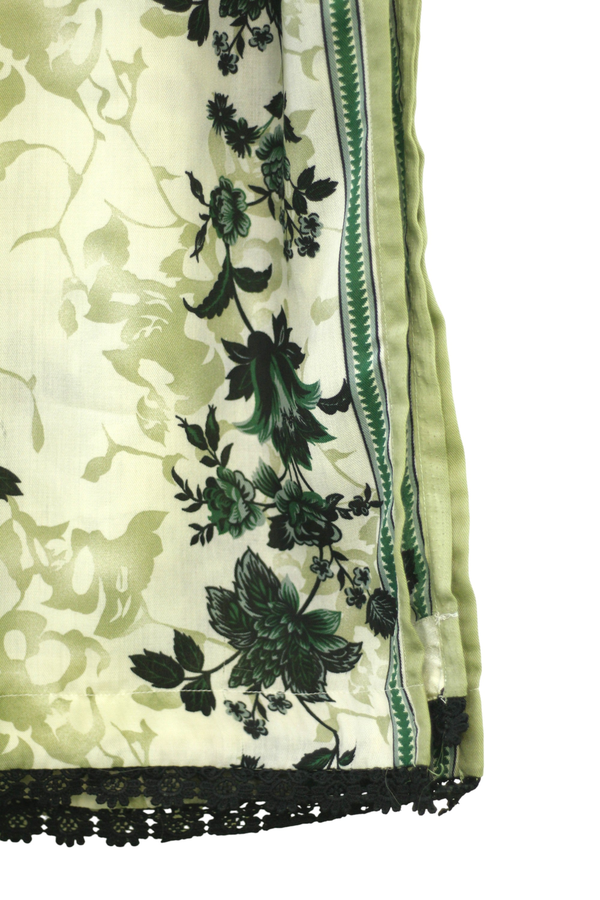 Green Floral Printed Light Khaddar 3-Piece Suit with Green Floral & Lace Detailing