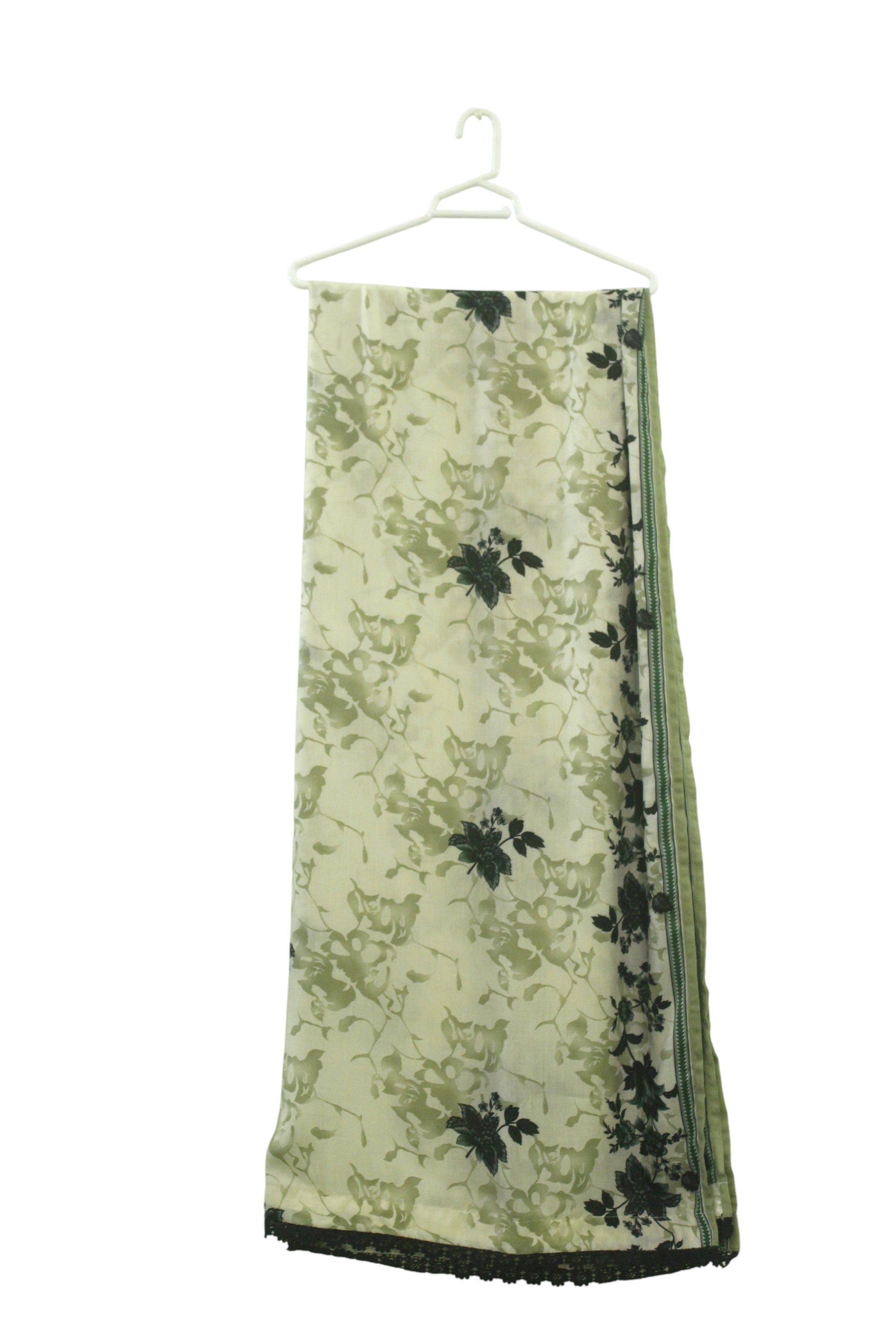 Green Floral Printed Light Khaddar 3-Piece Suit with Green Floral & Lace Detailing