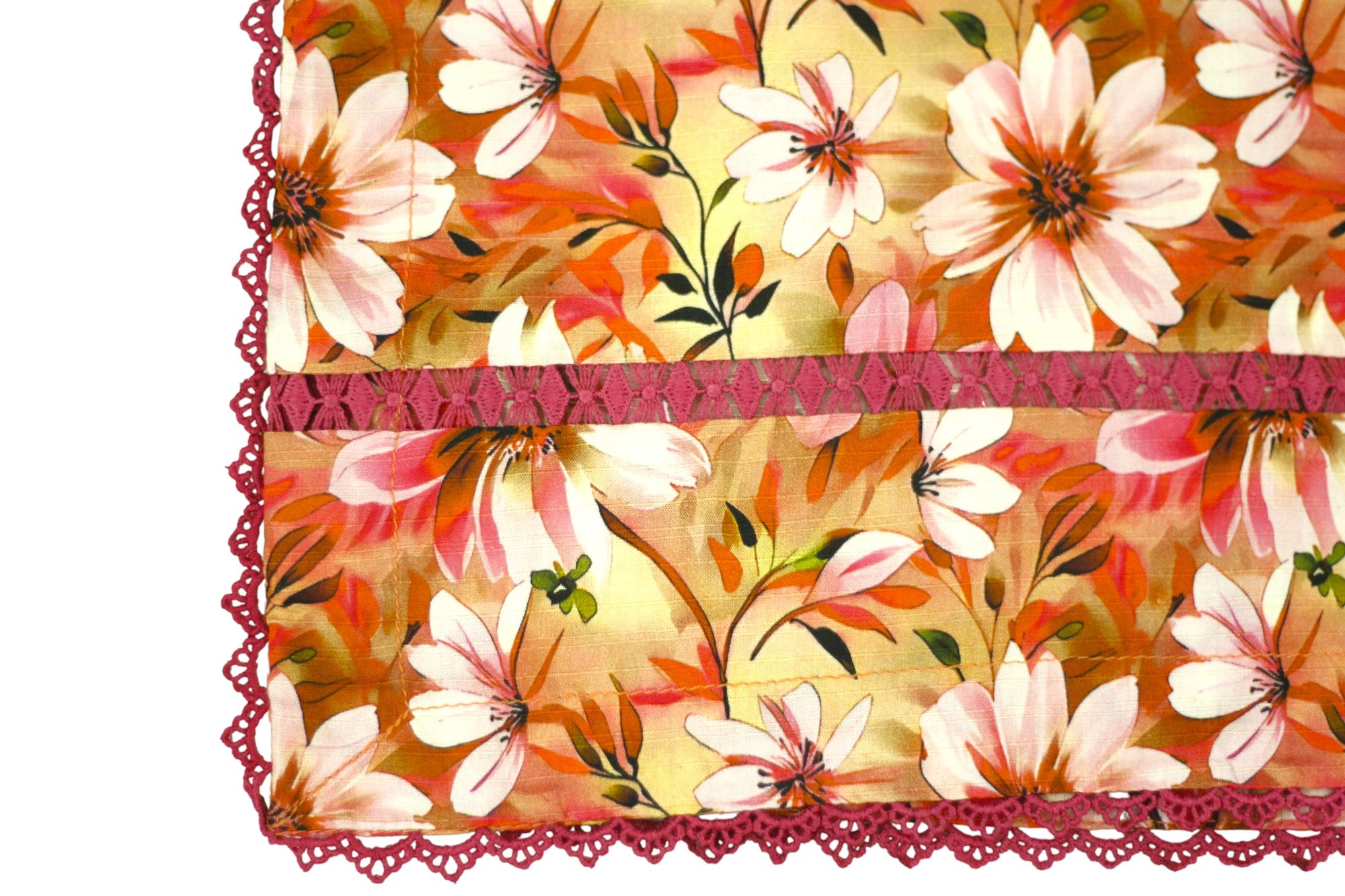 Beige Curtain Floral Printed Light Khaddar 2-Piece Suit with Lace Detailing