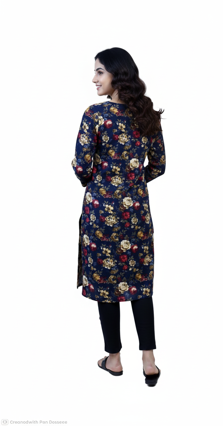 Chic Black Floral Light Khaddar 3 Piece Winter Suit 🖤