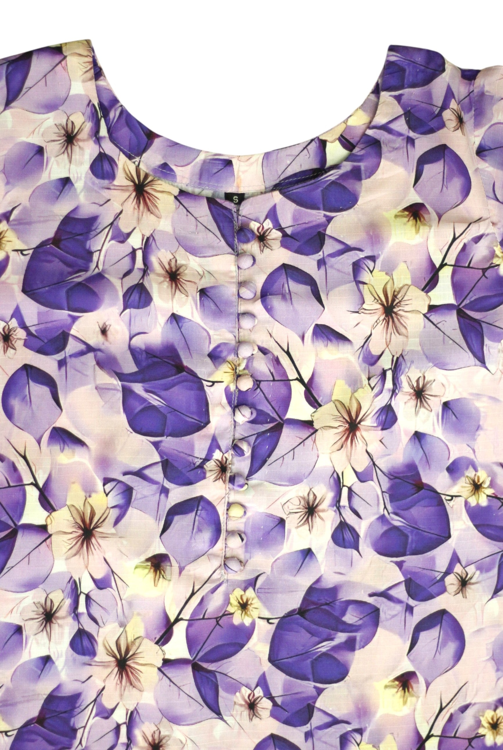 Lavender Printed Light Khaddar 2-Piece Suit with Lace & Button Detailing