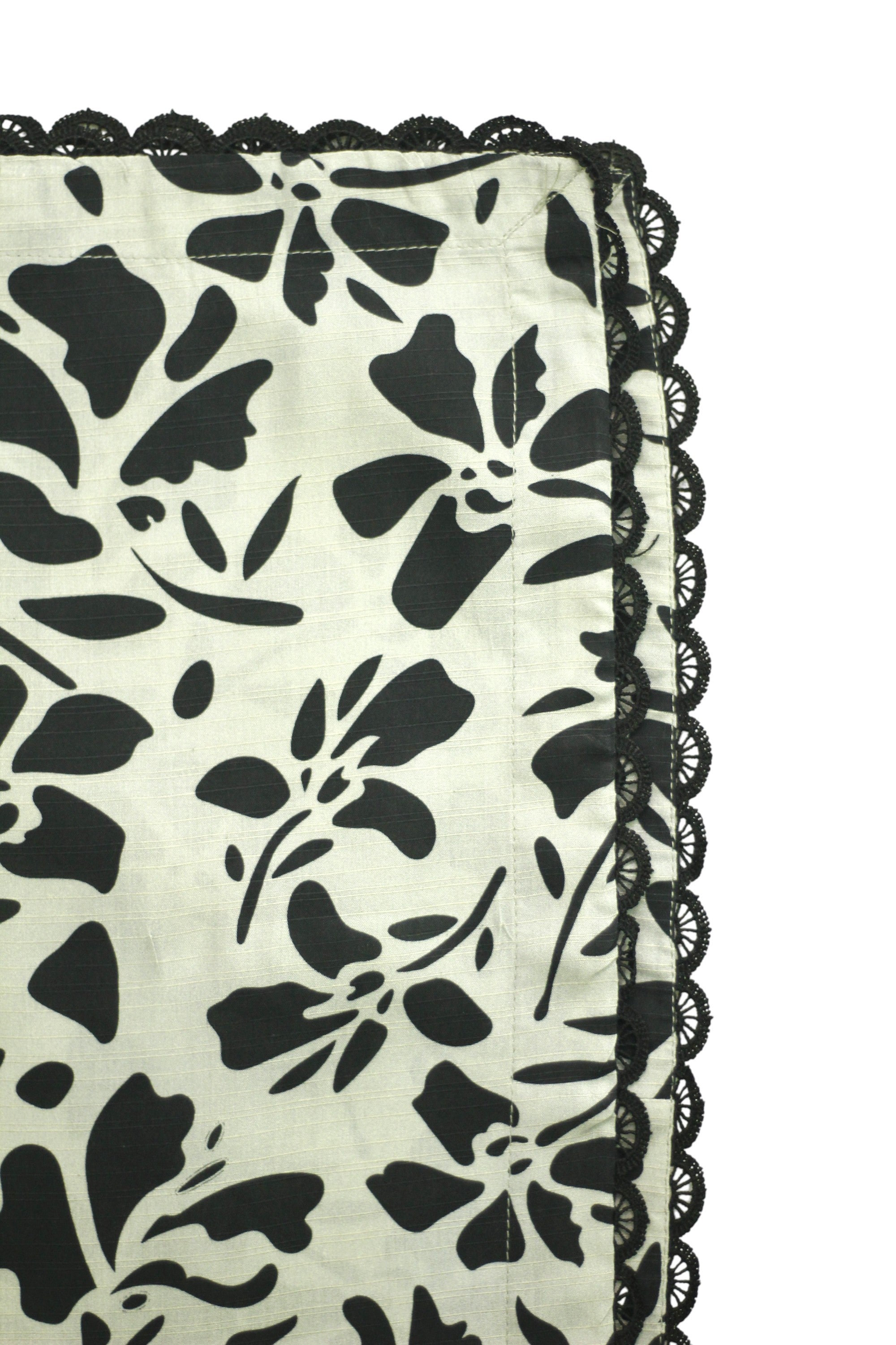 Grey Printed Light Khaddar 3-Piece Suit with Black Pattern & Lace Detailing