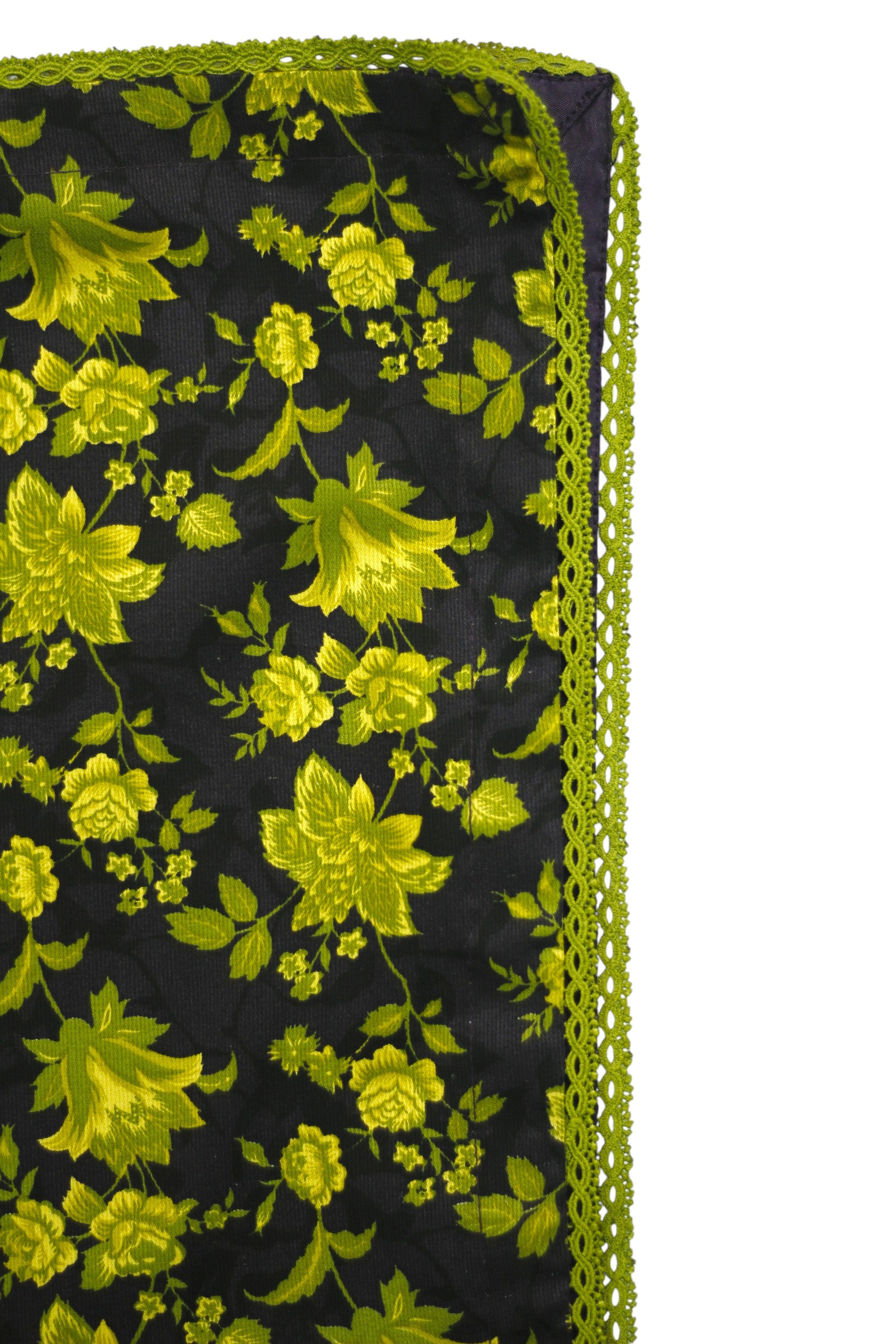 Elegant 3-Piece Printed Light Khaddar Suit with Lace Detailing – Black & Olive Green