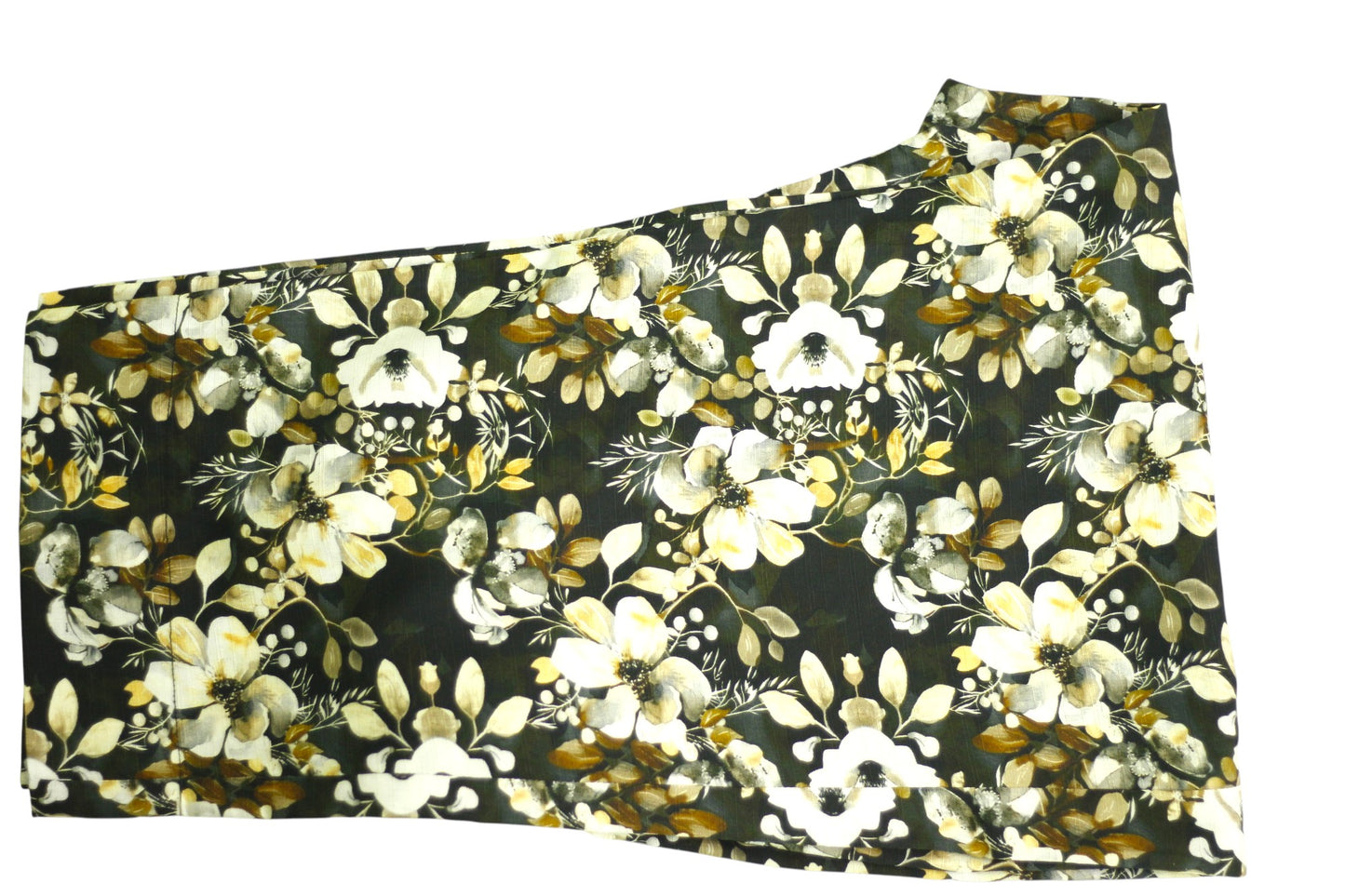 Black Printed Linen 3-Piece Banadora Suit with Lace Detailing