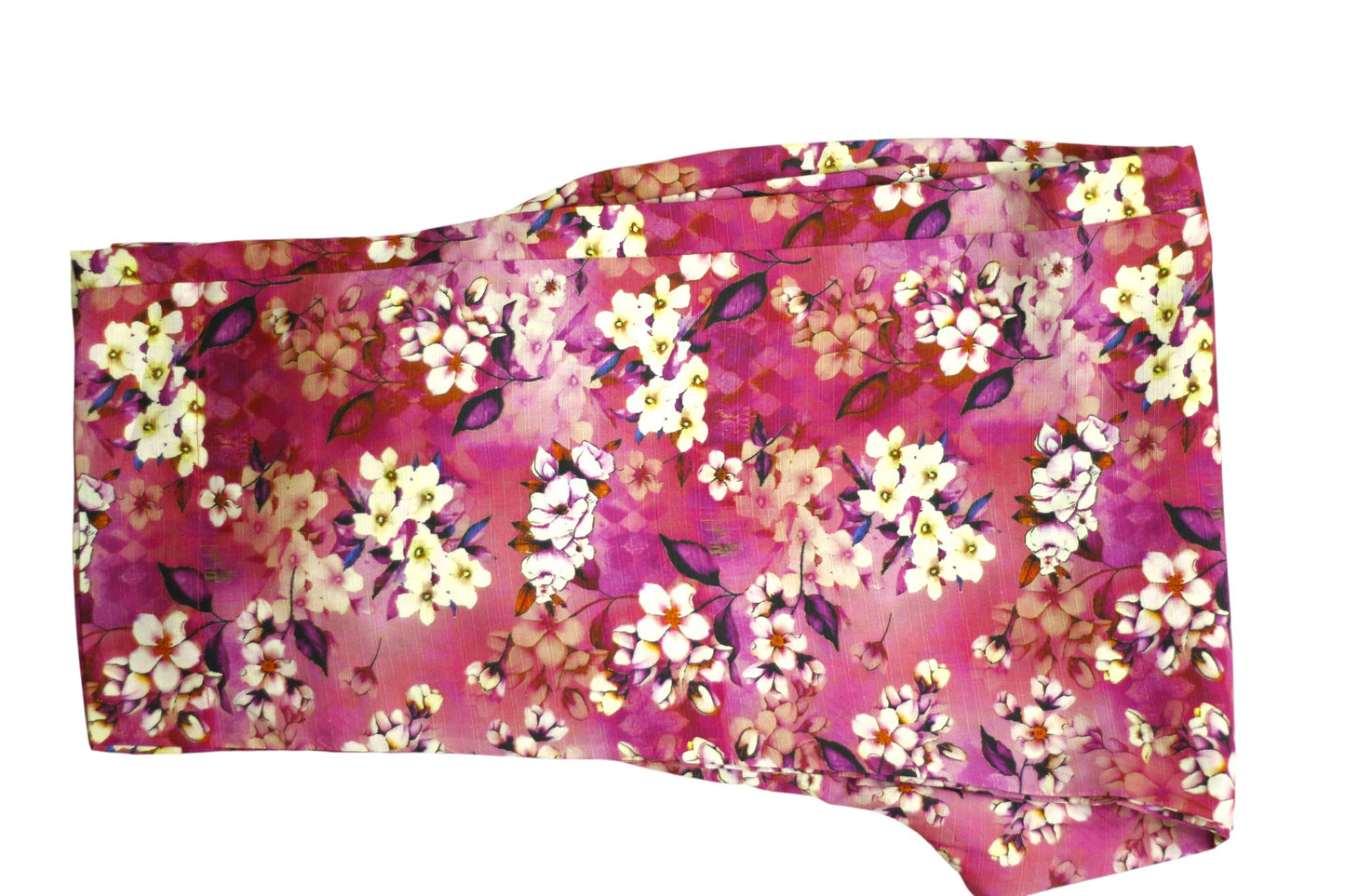 Pink Floral Printed Linen 3-Piece Banadora Suit with Pearl & Lace Detailing