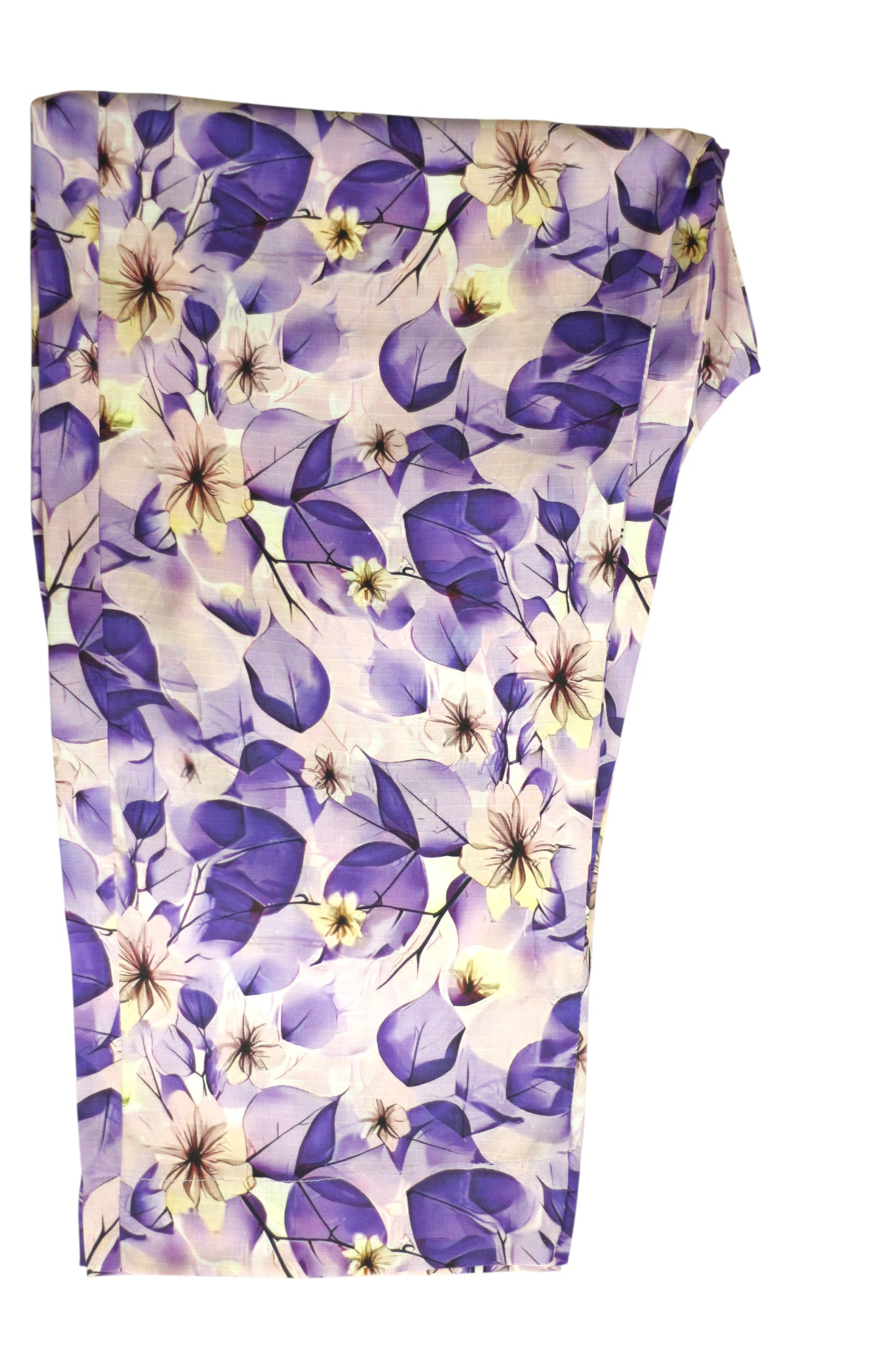 Lavender Printed Linen 2-Piece Banadora Suit with Lace & Button Detailing