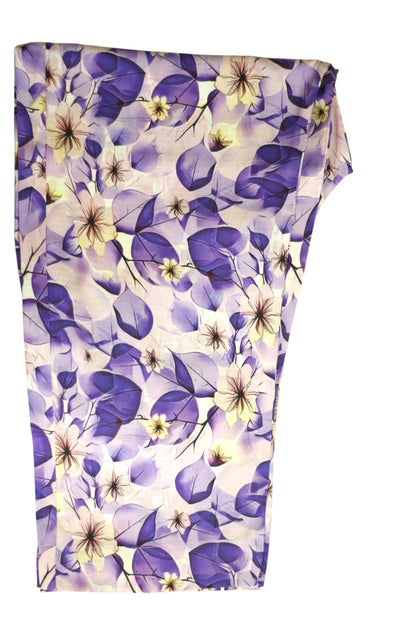 Lavender Printed Linen 2-Piece Banadora Suit with Lace & Button Detailing